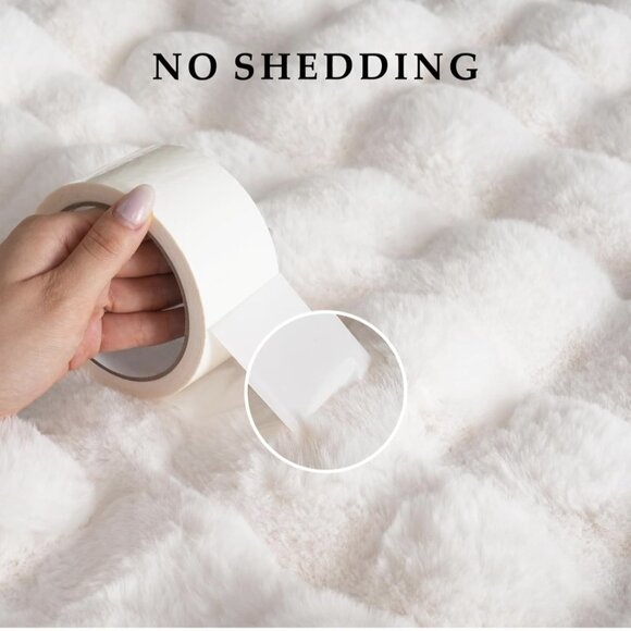 Premium Soft Faux Rabbit Fur Throw Blanket Plush 63"x51" 3D Bubble Wave Blanket - Picture 6 of 6